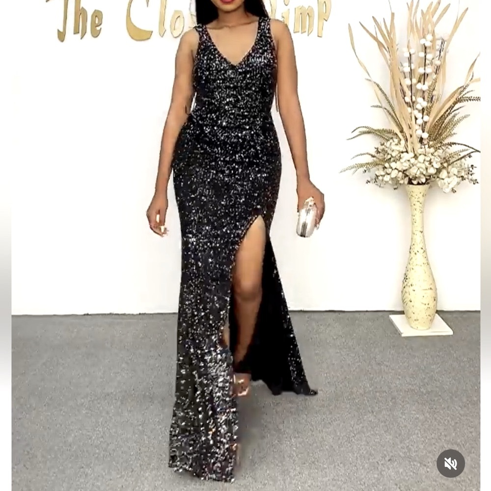Black Sequined Gown (NWT)